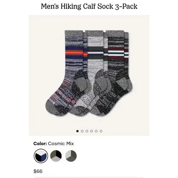 Bombas Men’s Hiking Calf Socks L Hex Tec – 3 Pairs - Picture 7 of 7